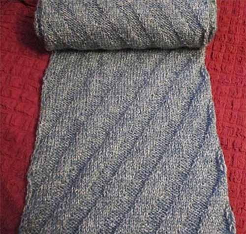 Красивый вязаный мужской шарф спицами. Вязаный шарф. Эффектный мужской узор спицами. Двухцветный шарф английской резинкой.